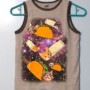Kitty Space Burritos kids play tank top